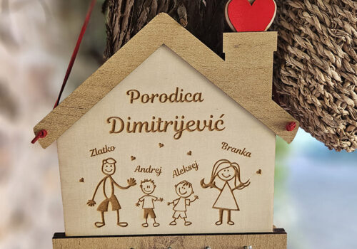 Stalak za ključeve sa crtežom porodice